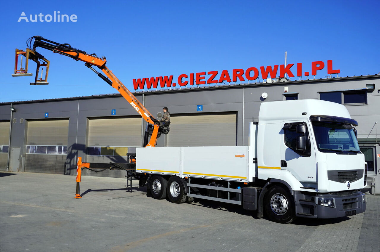 Renault Premium 460 DXI EEV 6x2, crane Atlas 2900 kg on 6m flatbed truck