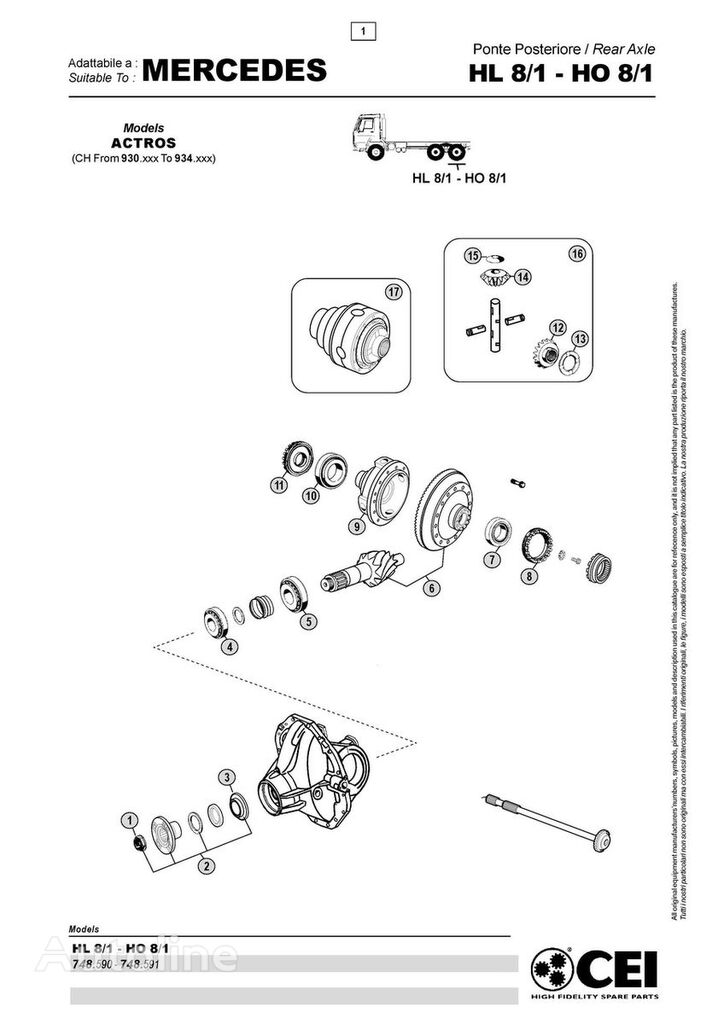 Mercedes-Benz HI 8. 14x41 Hl8 reducer for Mercedes-Benz Actros truck